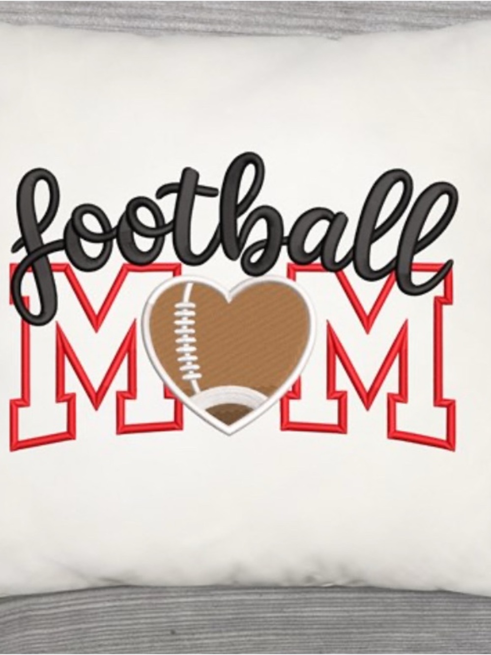 Football Mom Decorative Pillow Cover in Red, Black, and Brown
